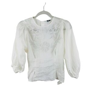 Joie off-white 100% ramie balloon sleeve blouse NWT